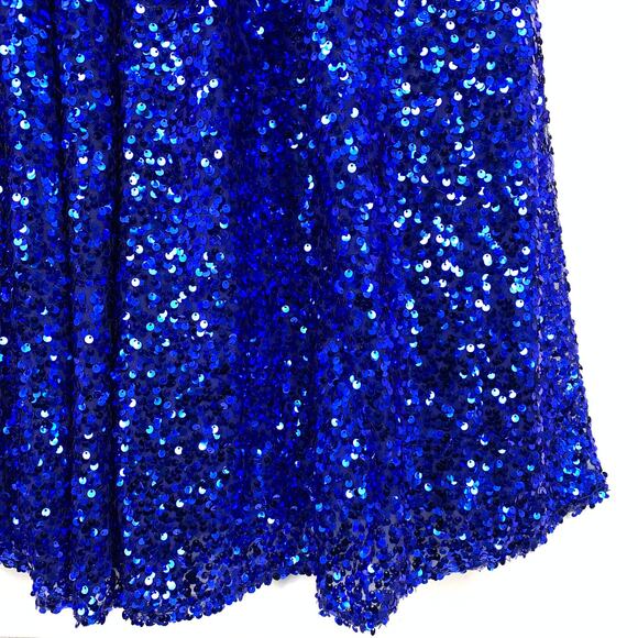 Alyce Paris Pageant Formal Gown Womens Size 10 Blue Fully Sequined Lace Up Back - Picture 4 of 8